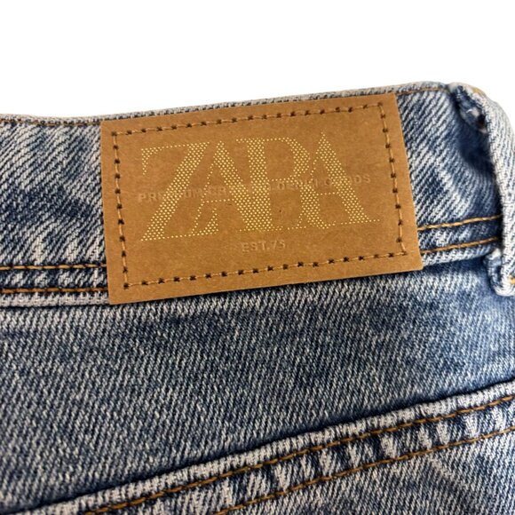Zara High Rise Button Fly Blue Jeans - Picture 5 of 8